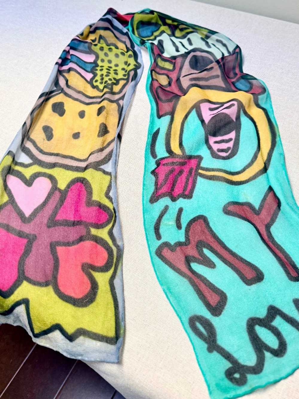 Vintage Y2K Pop Art Silk Scarf IRO Paris 50”